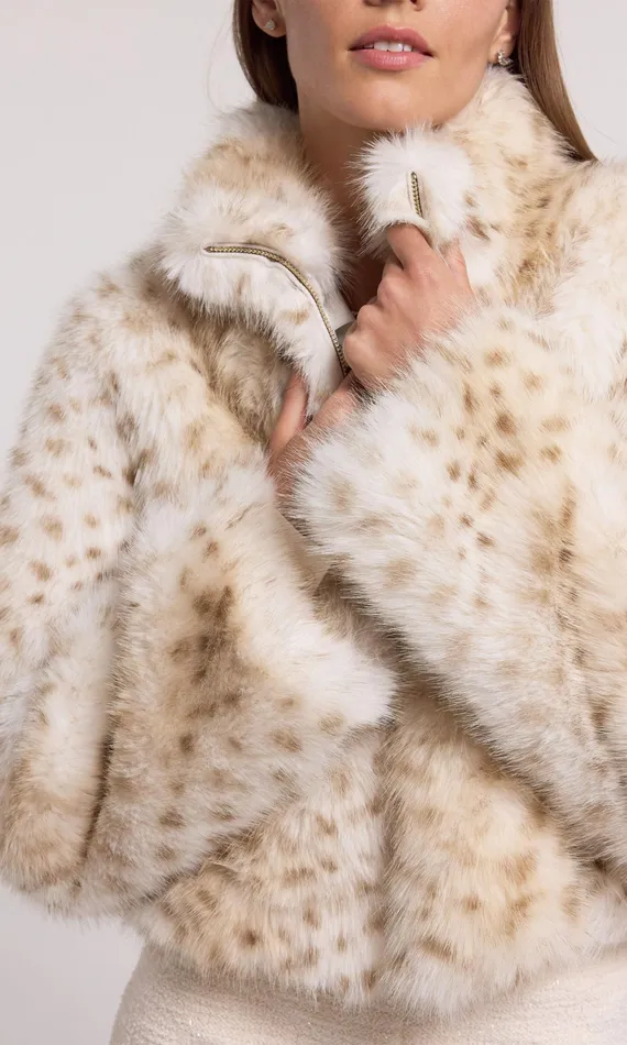 Generation Love Clothing Outerwear Women Georgina Leopard Faux Fur Jacket Snow Leopard