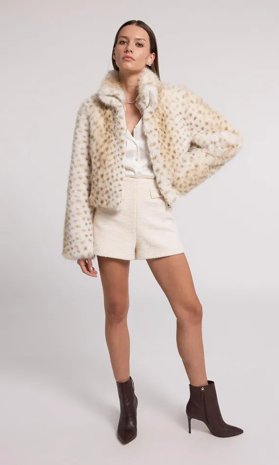 Generation Love Clothing Outerwear Women Georgina Leopard Faux Fur Jacket Snow Leopard