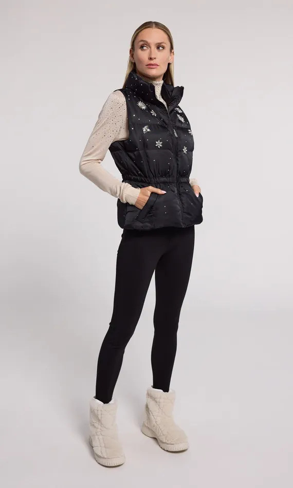 Generation Love Clothing Outerwear Women Jenia Crystal Puffer Vest Blackclear