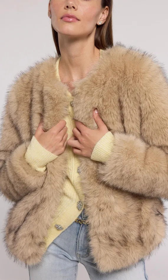 Generation Love Clothing Outerwear Women Lucas Faux Fur Jacket Brownblack