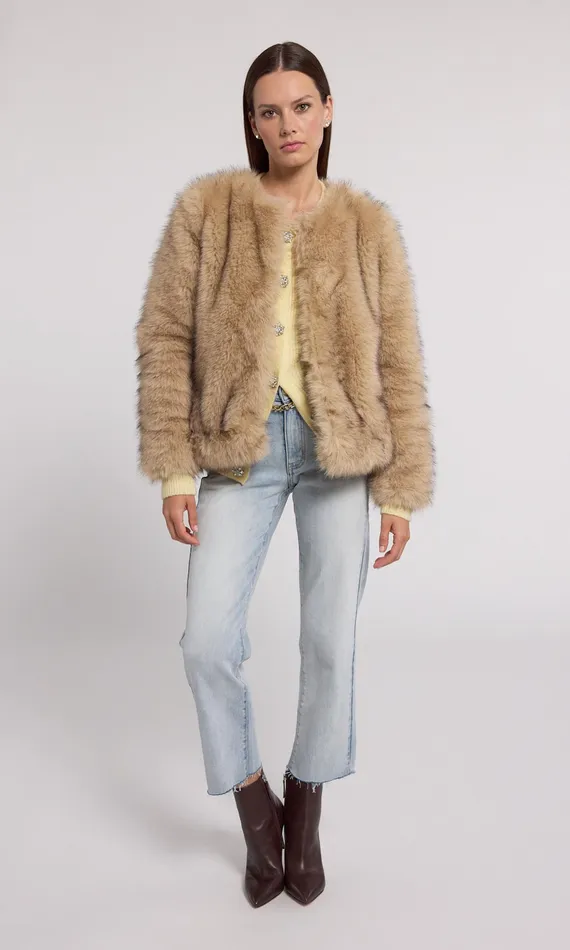 Generation Love Clothing Outerwear Women Lucas Faux Fur Jacket Brownblack