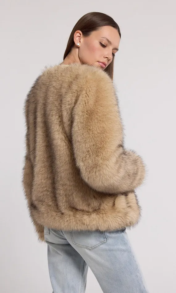 Generation Love Clothing Outerwear Women Lucas Faux Fur Jacket Brownblack