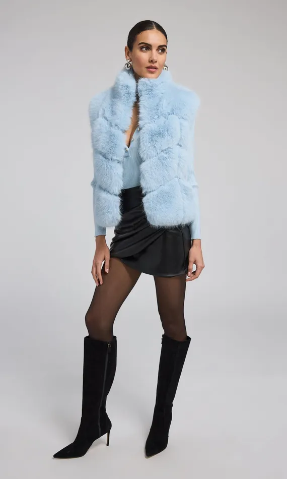 Generation Love Clothing Outerwear Women Rosario Faux Fur Vest Powder Blue
