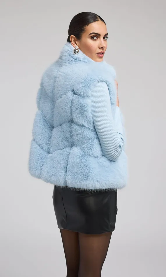 Generation Love Clothing Outerwear Women Rosario Faux Fur Vest Powder Blue