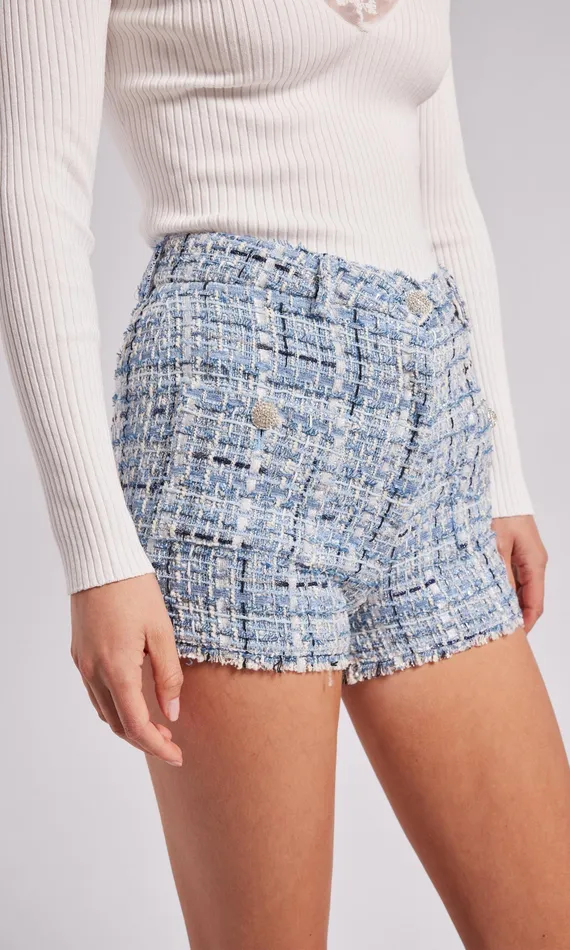 Generation Love Clothing Shorts Women Diaz Tweed Shorts Mixed Blue
