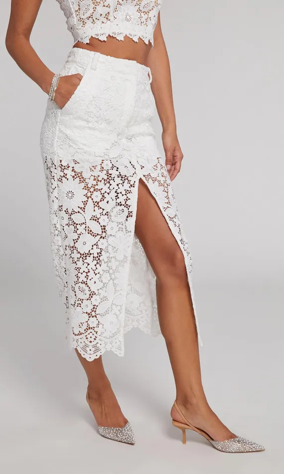 Generation Love Clothing Skirts Women Medina Lace Skirt White