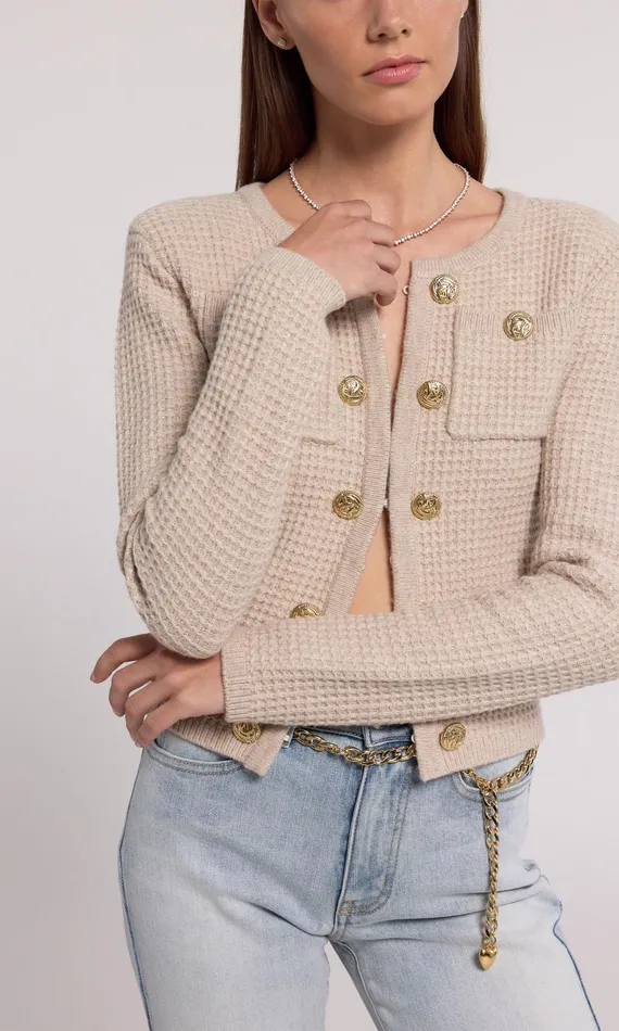 Generation Love Clothing Sweaters and Sweatshirts Women Cypress Knit Cardigan Heather Oatmeal