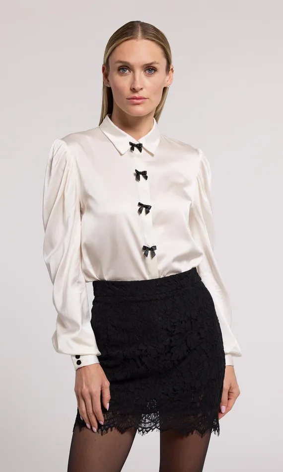 Generation Love Clothing Tops Women Arly Bow Blouse Whiteblack