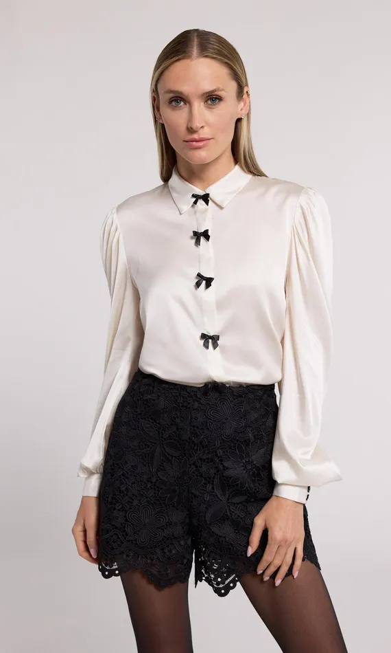 Generation Love Clothing Tops Women Arly Bow Blouse Whiteblack