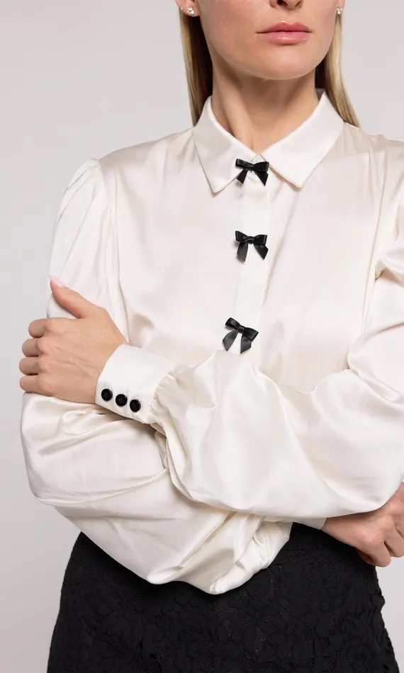 Generation Love Clothing Tops Women Arly Bow Blouse Whiteblack