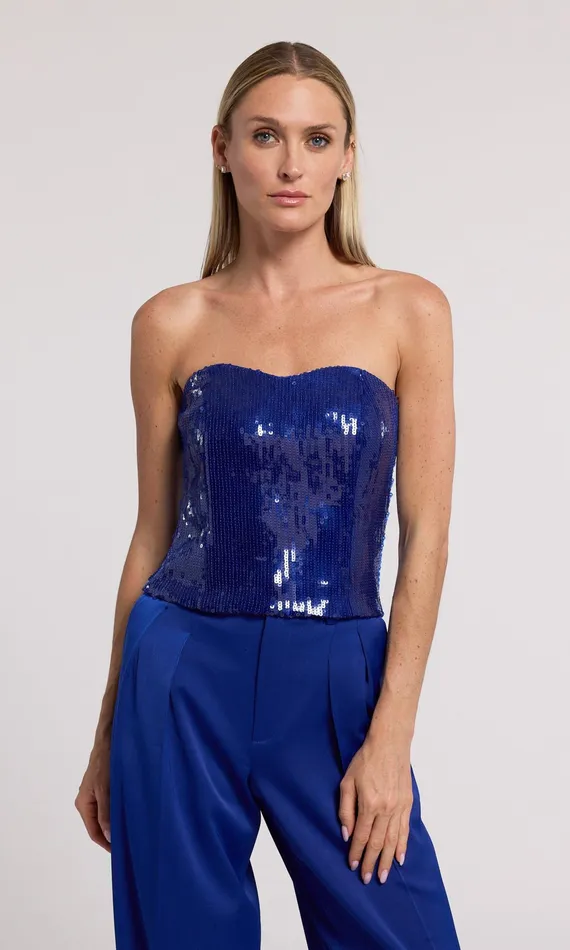 Generation Love Clothing Tops Women Ettie Sequin Bustier Ultramarine
