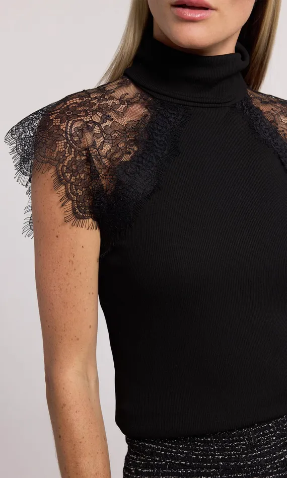 Generation Love Clothing Tops Women Jessenia Lace Combo Top Black