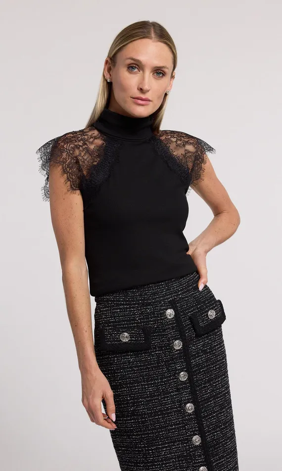 Generation Love Clothing Tops Women Jessenia Lace Combo Top Black