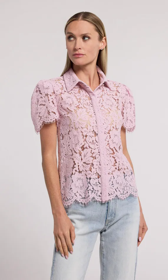 Generation Love Clothing Tops Women Murphy Lace Shirt Powder Pink