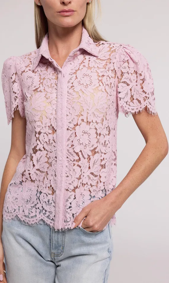 Generation Love Clothing Tops Women Murphy Lace Shirt Powder Pink