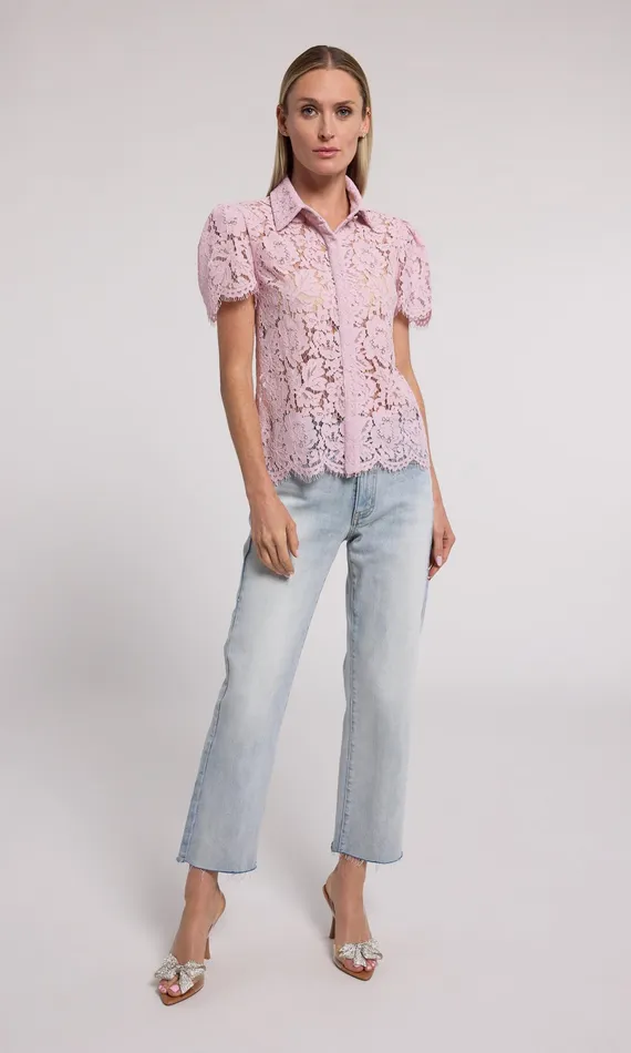 Generation Love Clothing Tops Women Murphy Lace Shirt Powder Pink