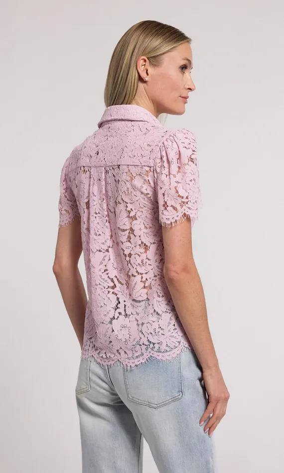 Generation Love Clothing Tops Women Murphy Lace Shirt Powder Pink