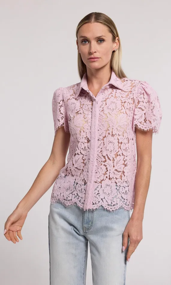 Generation Love Clothing Tops Women Murphy Lace Shirt Powder Pink