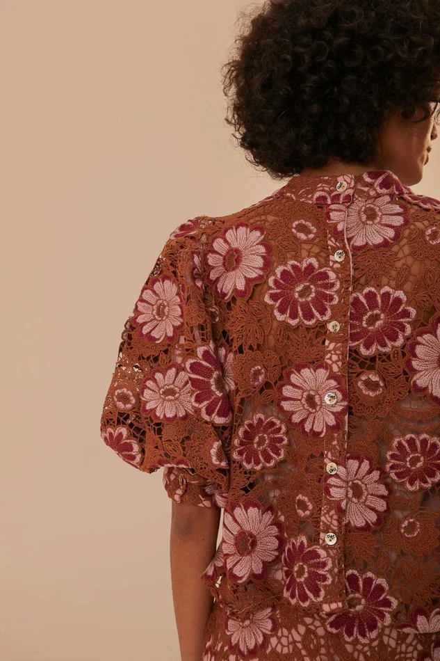 Gigi Tapestry Guipure Blouse Women FARM Rio Blouses Gigi Tapestry Guipure Blouse Women FARM Rio Blouses