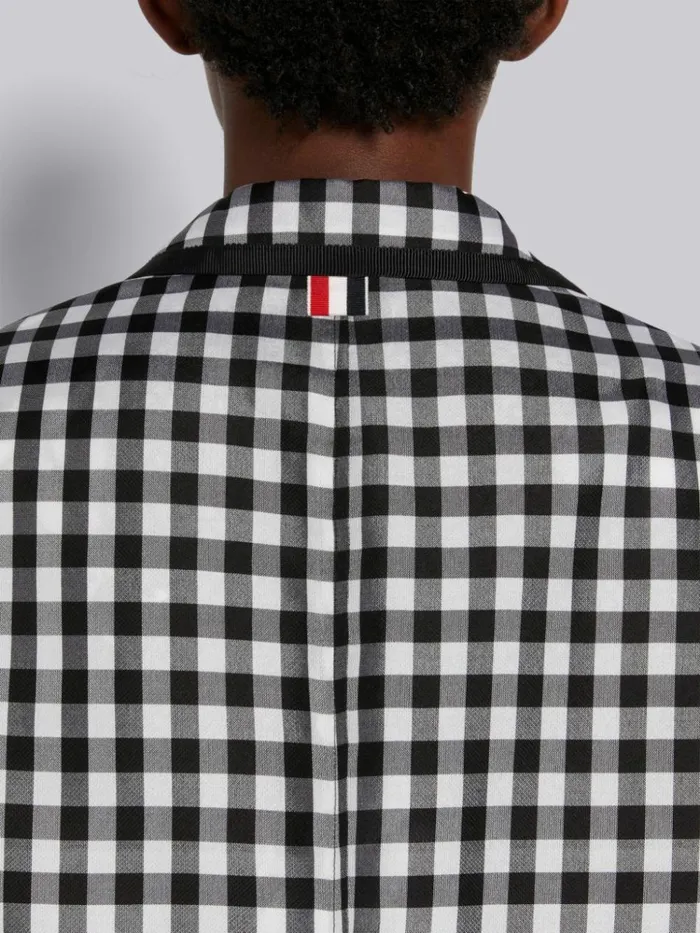 Gingham Check Double Organdy Broderie Anglaise Unconstructed Oversized Sack Jacket Black And White Women Thom Browne Jackets