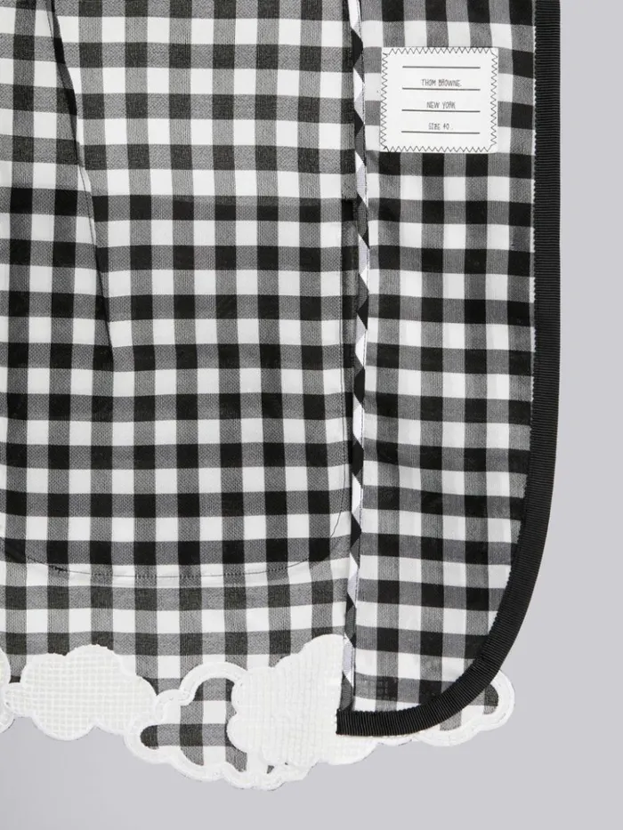 Gingham Check Double Organdy Broderie Anglaise Unconstructed Oversized Sack Jacket Black And White Women Thom Browne Jackets