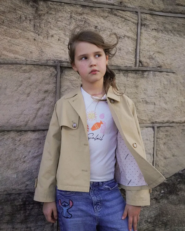 Girls Women Belle and Bloom Matilda Cropped Trench Coat 8211 Khaki
