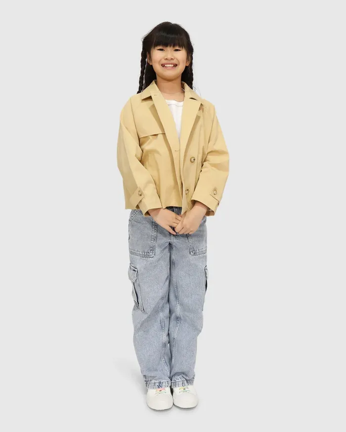 Girls Women Belle and Bloom Matilda Cropped Trench Coat 8211 Khaki