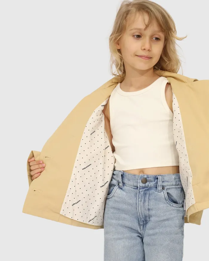 Girls Women Belle and Bloom Matilda Cropped Trench Coat 8211 Khaki
