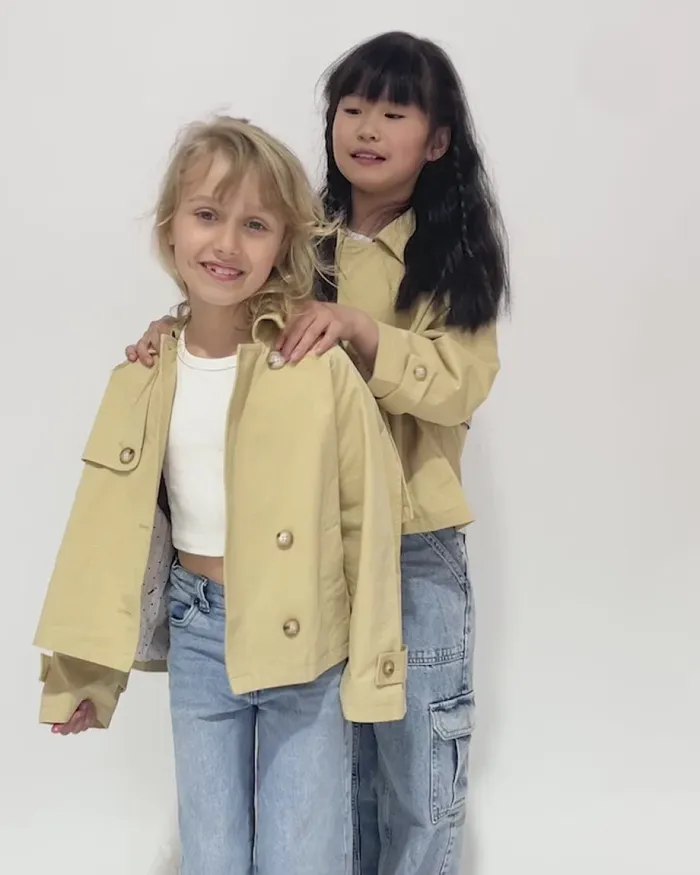 Girls Women Belle and Bloom Matilda Cropped Trench Coat 8211 Khaki