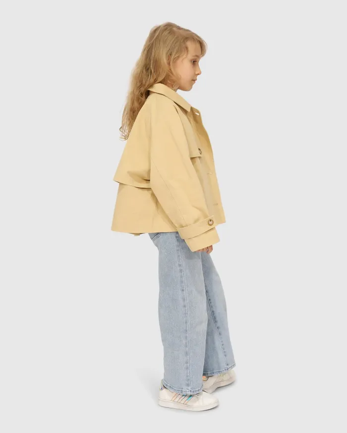 Girls Women Belle and Bloom Matilda Cropped Trench Coat 8211 Khaki