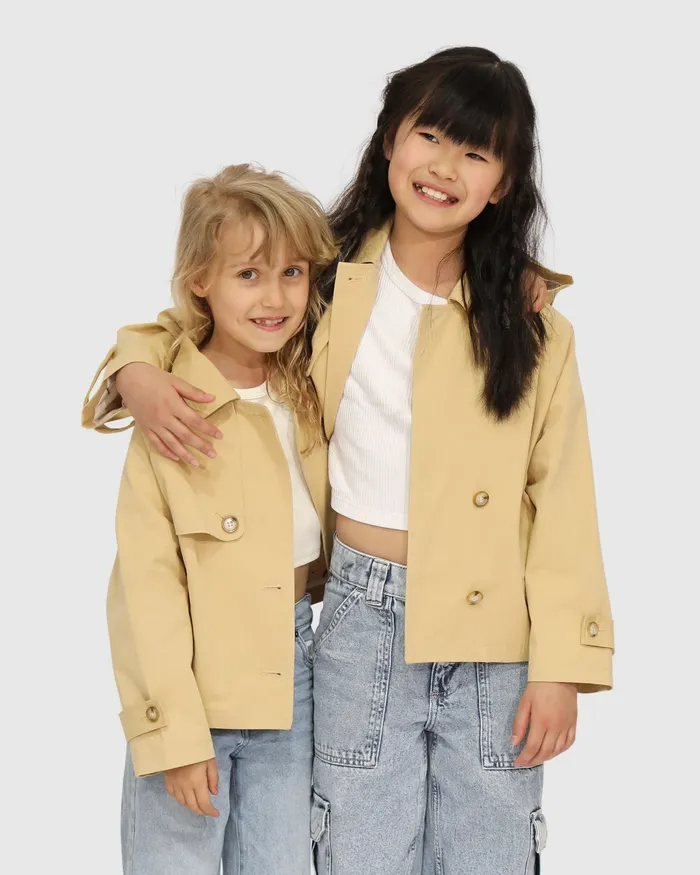 Girls Women Belle and Bloom Matilda Cropped Trench Coat 8211 Khaki