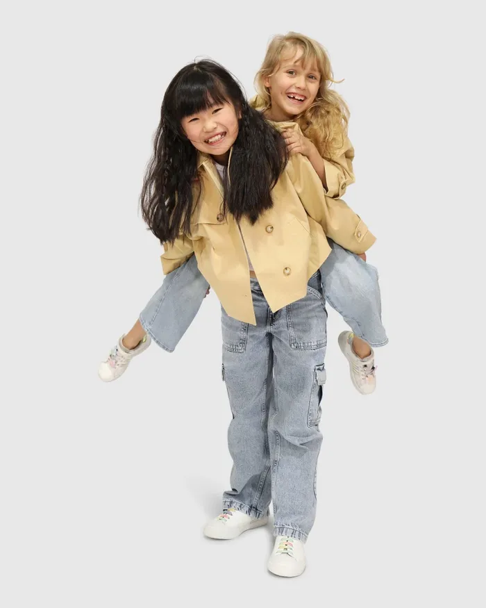 Girls Women Belle and Bloom Matilda Cropped Trench Coat 8211 Khaki