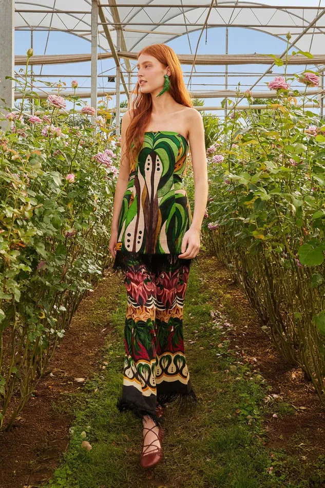 Green Coconut Tree Flow Lenzing Ecovero Euroflax Pants Women FARM Rio Pants