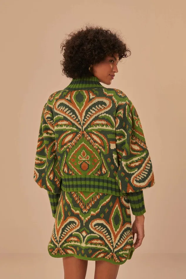 Green Pinneaple Ikat Knit Mini Skirt Women FARM Rio Skirts Green Pinneaple Ikat Knit Mini Skirt Women FARM Rio Skirts
