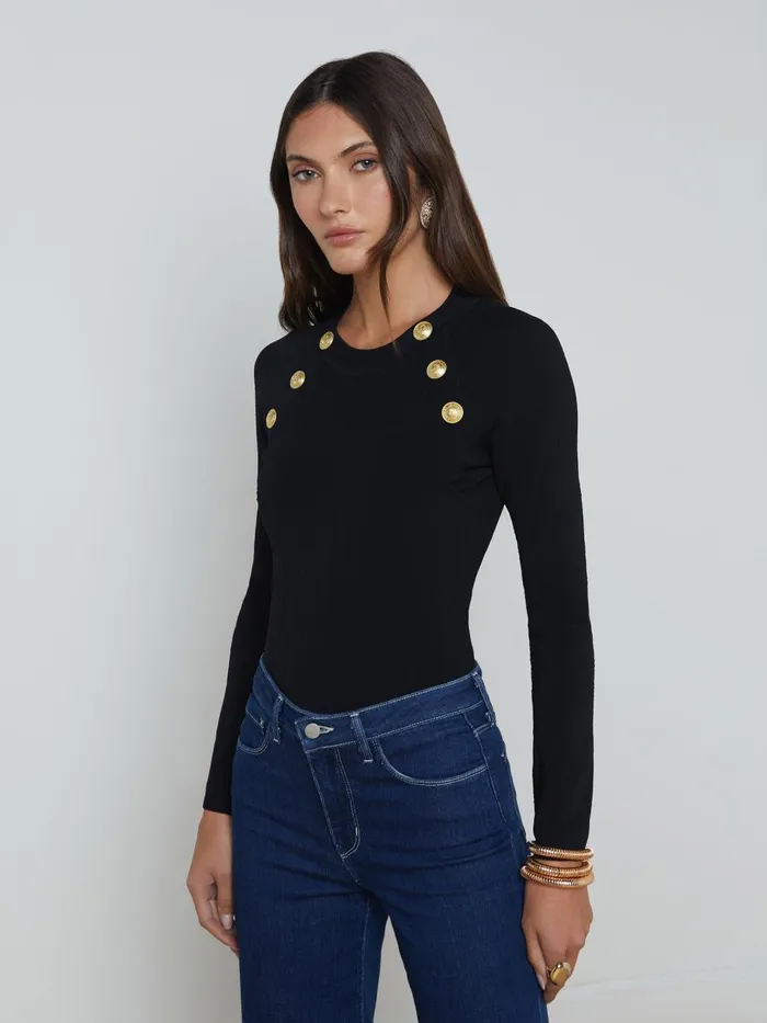 Gretchen Pullover Blackgold Women L039Agence Knitwear Gretchen Pullover Blackgold Women L039Agence Knitwear