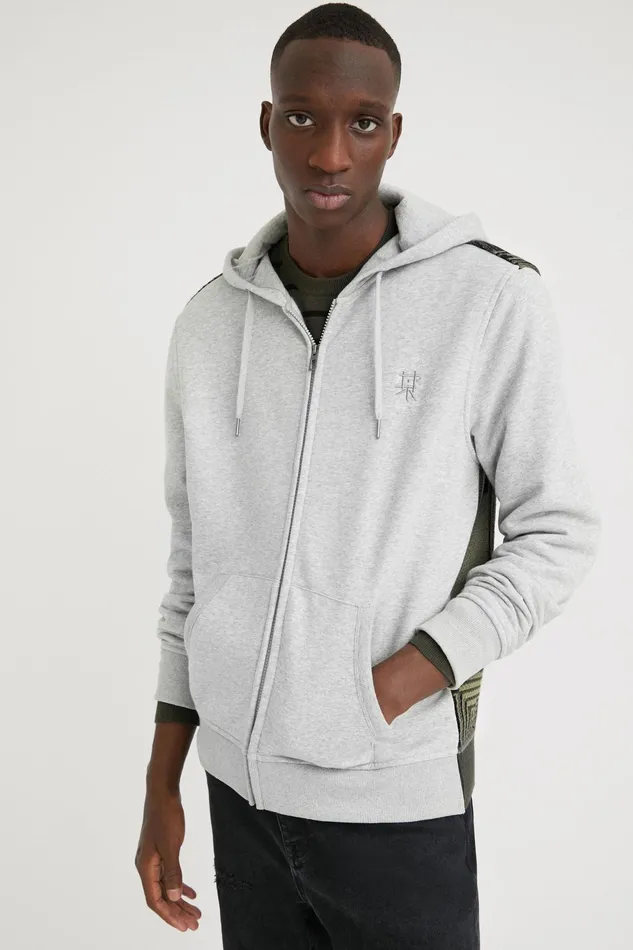 Grey Camo Skull Hoodie Mens Desigual Sweaters and Sweatshirts