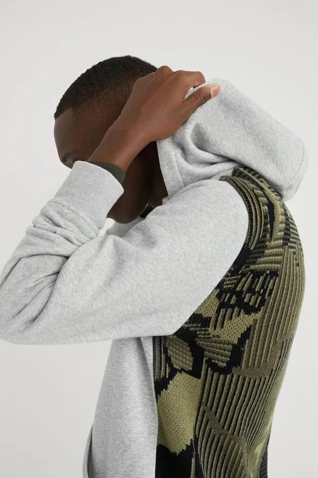 Grey Camo Skull Hoodie Mens Desigual Sweaters and Sweatshirts