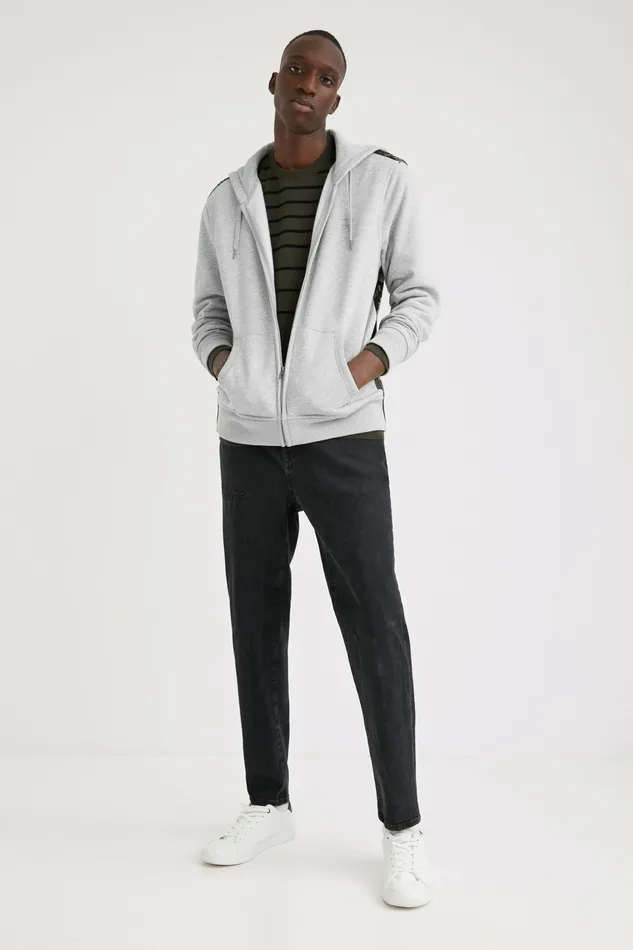 Grey Camo Skull Hoodie Mens Desigual Sweaters and Sweatshirts