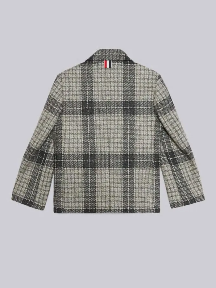 Grid Windowpane Check British Wool Classic Sport Coat Medium Grey GirlsBoys Thom Browne Jackets And Outerwear