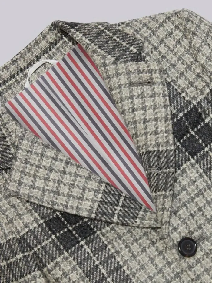 Grid Windowpane Check British Wool Classic Sport Coat Medium Grey GirlsBoys Thom Browne Jackets And Outerwear