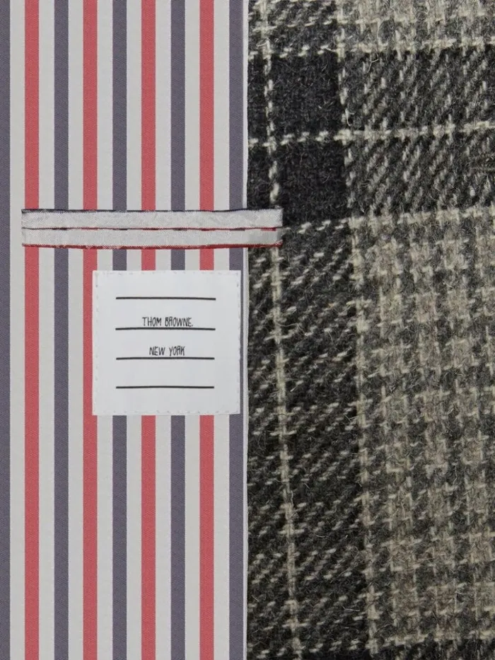 Grid Windowpane Check British Wool Classic Sport Coat Medium Grey GirlsBoys Thom Browne Jackets And Outerwear