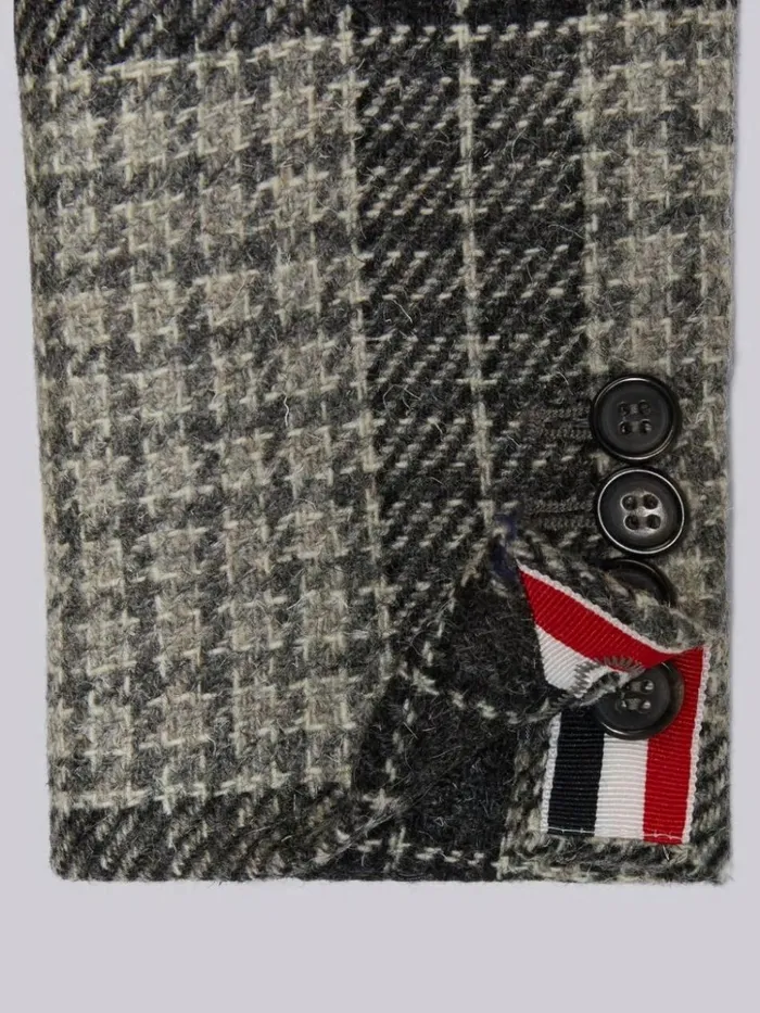 Grid Windowpane Check British Wool Classic Sport Coat Medium Grey GirlsBoys Thom Browne Jackets And Outerwear