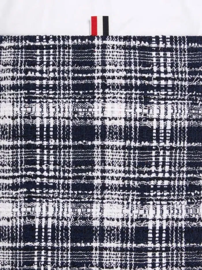 Hairline Madras Ribbon Tweed Low Rise Button Front Ankle Length Cardigan Skirt Navy Women Thom Browne Skirts
