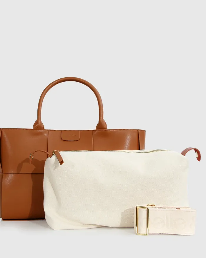 Handbags Belle and Bloom Women Long Way Home Woven Tote 8211 Camel