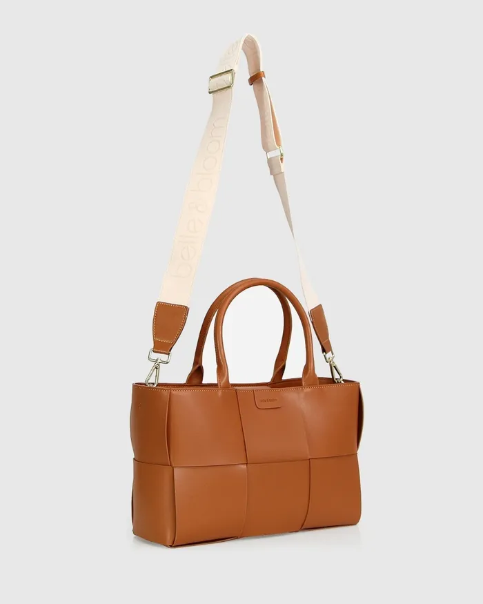 Handbags Belle and Bloom Women Long Way Home Woven Tote 8211 Camel