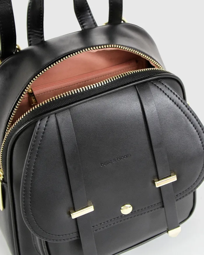 Handbags Camila Leather Backpack 8211 Black 8211 Belle and Bloom Women