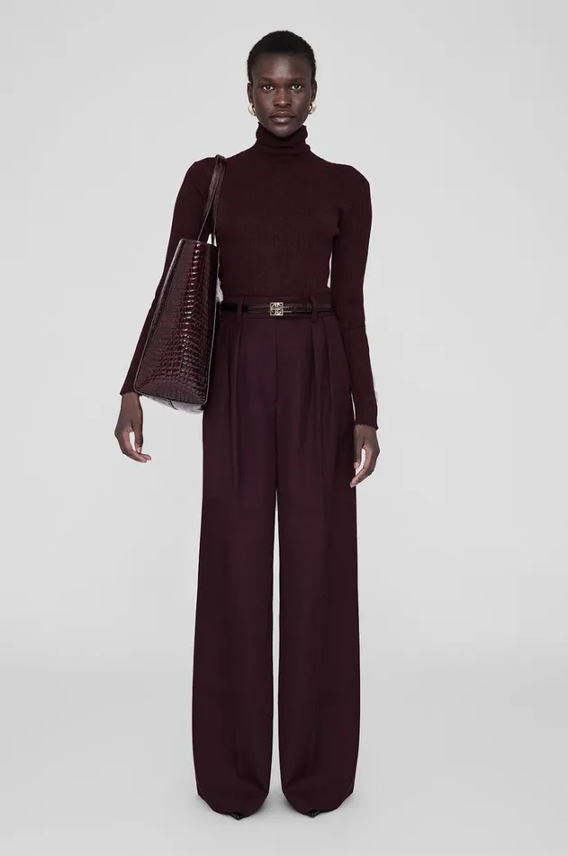 Handbags Women ANINE BING Elly Tote 8211 Burgundy Embossed