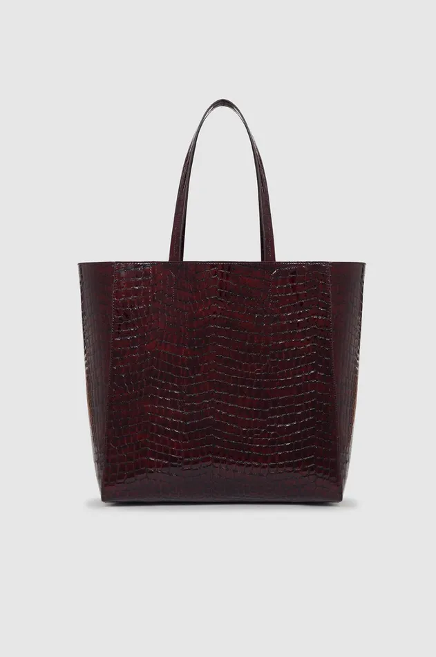 Handbags Women ANINE BING Elly Tote 8211 Burgundy Embossed