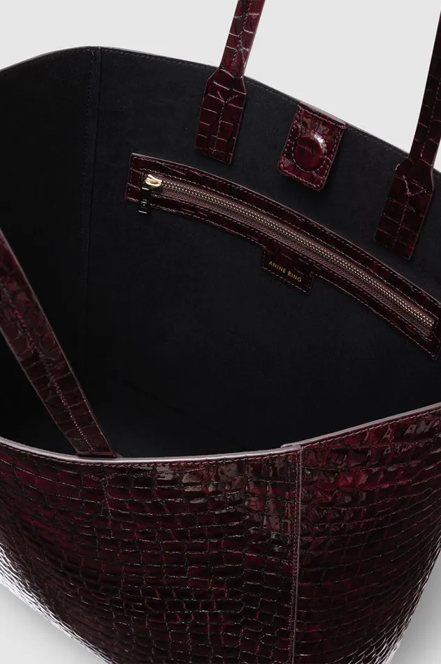 Handbags Women ANINE BING Elly Tote 8211 Burgundy Embossed