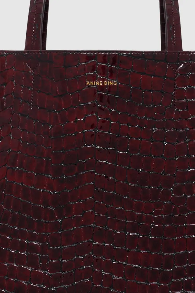 Handbags Women ANINE BING Elly Tote 8211 Burgundy Embossed